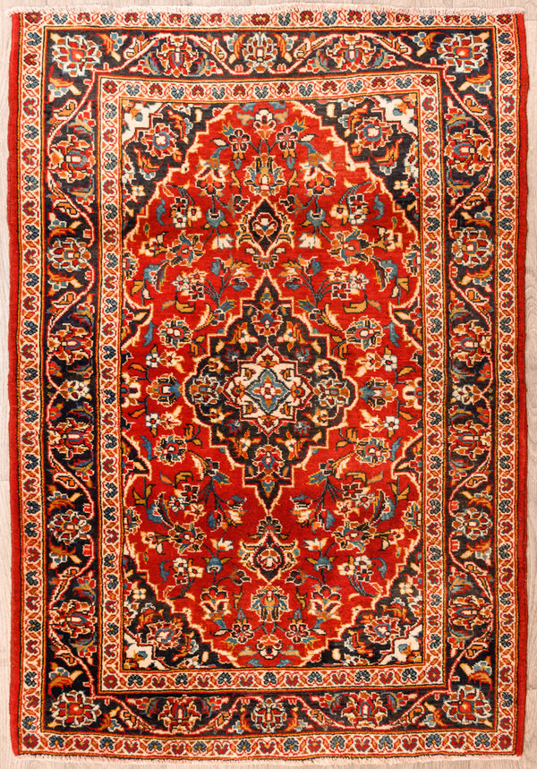 Red Persian Kashan Wool Rug 147cm x 100cm