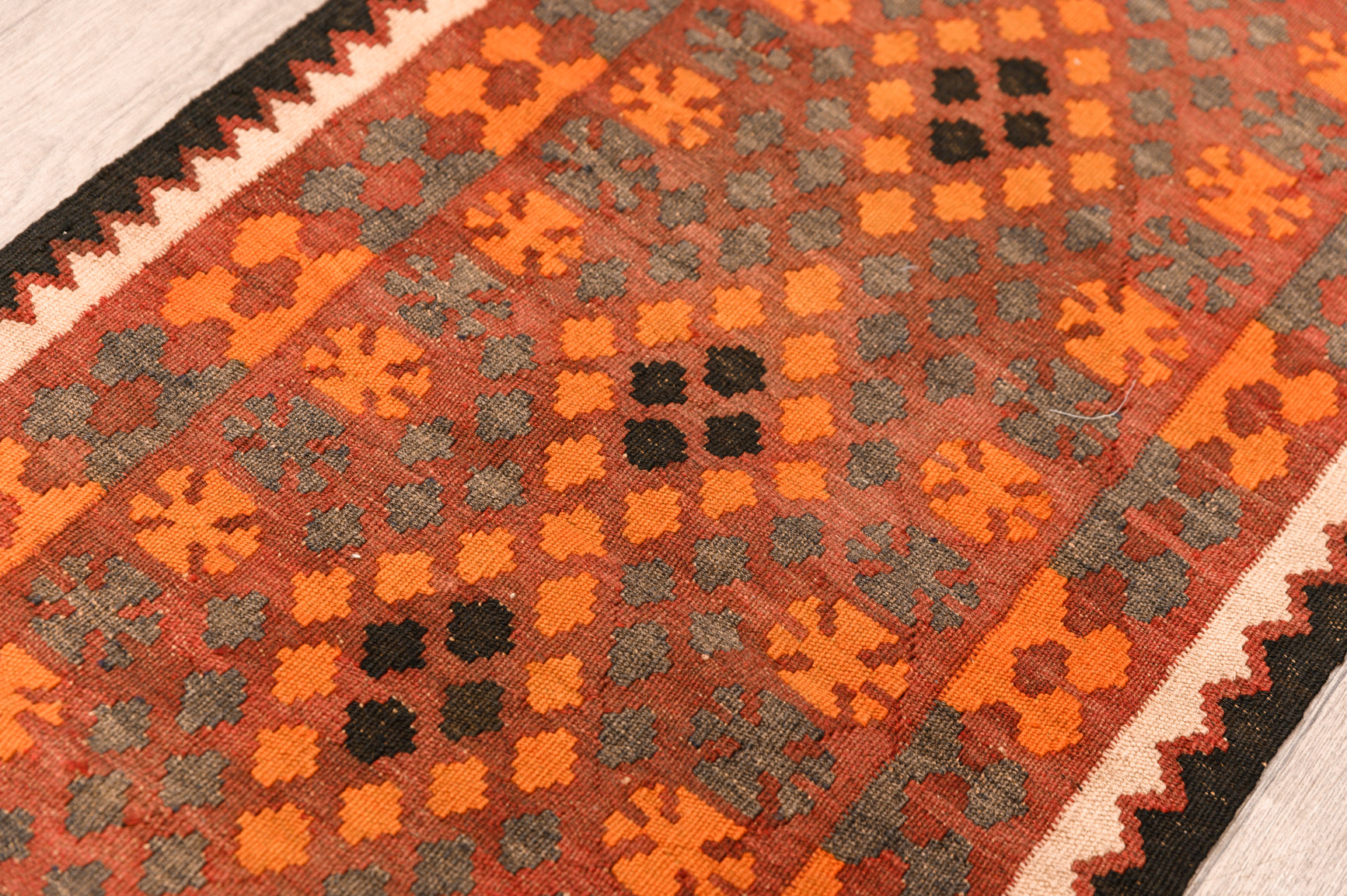 Orange Red Vintage Persian Kilim Runner 175cm x 66cm