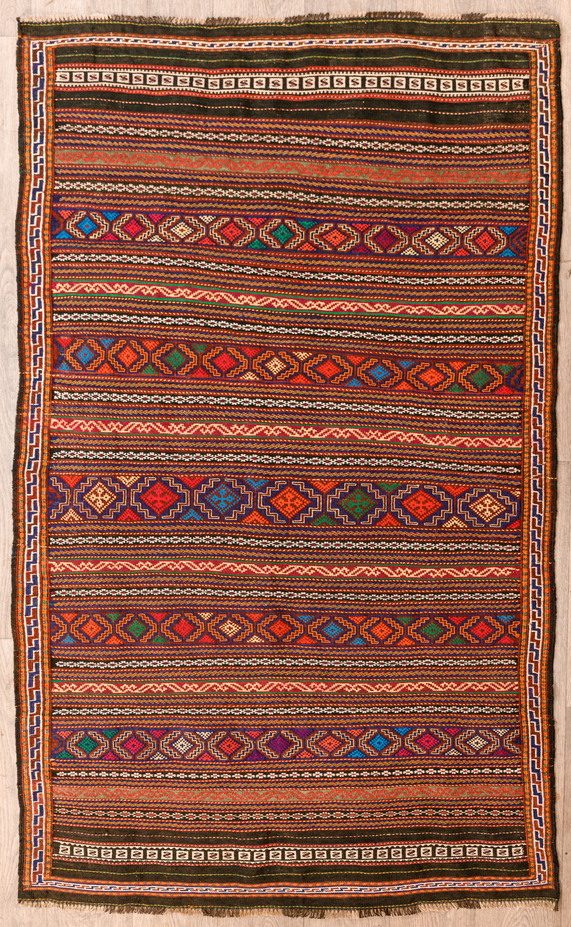 Multicolour Persian Sumak Kilim Wool Rug 199cm x 122cm