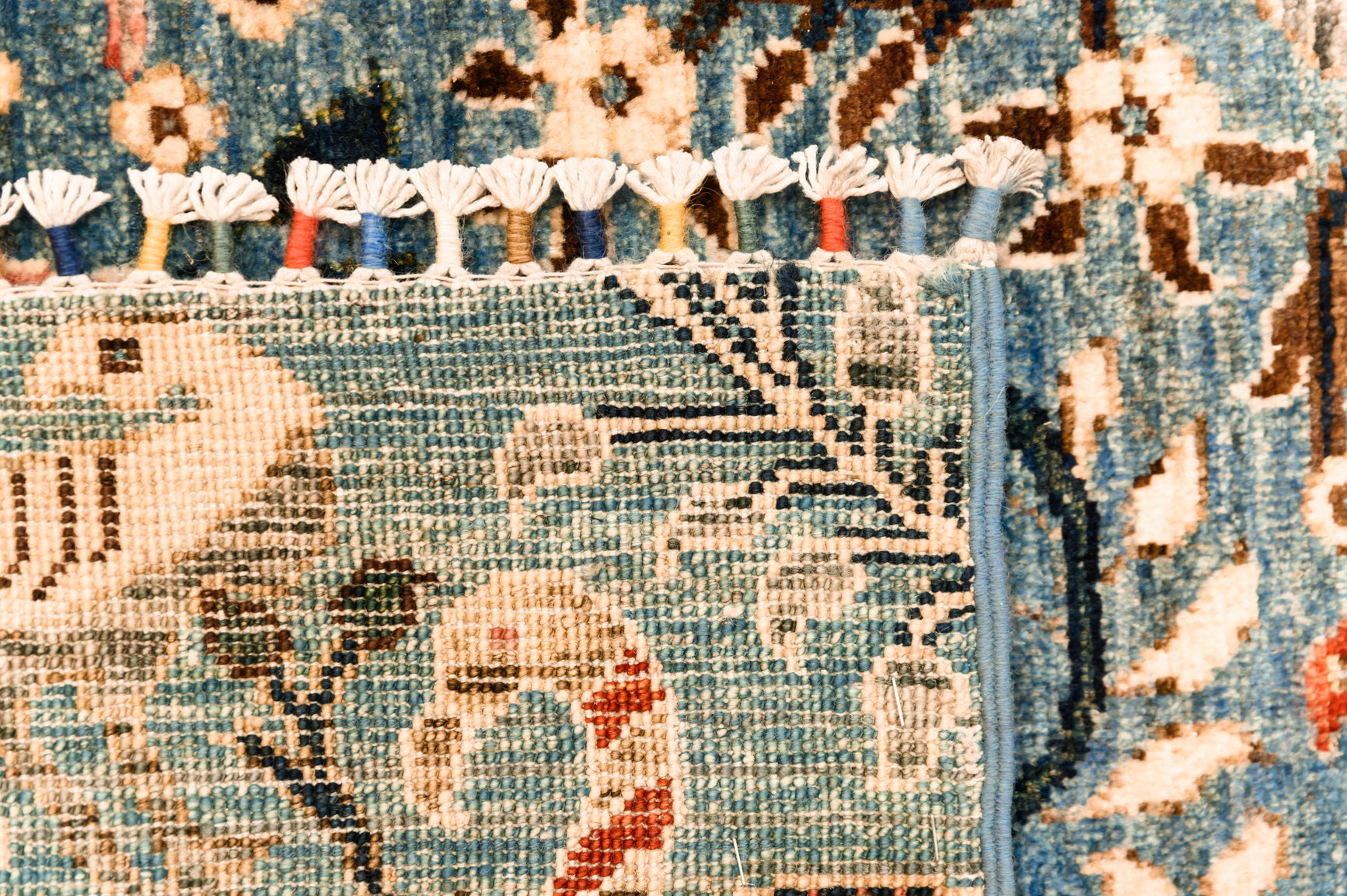 Blue Afghan Pictorial Chobi Wool Runner 351cm x 74cm