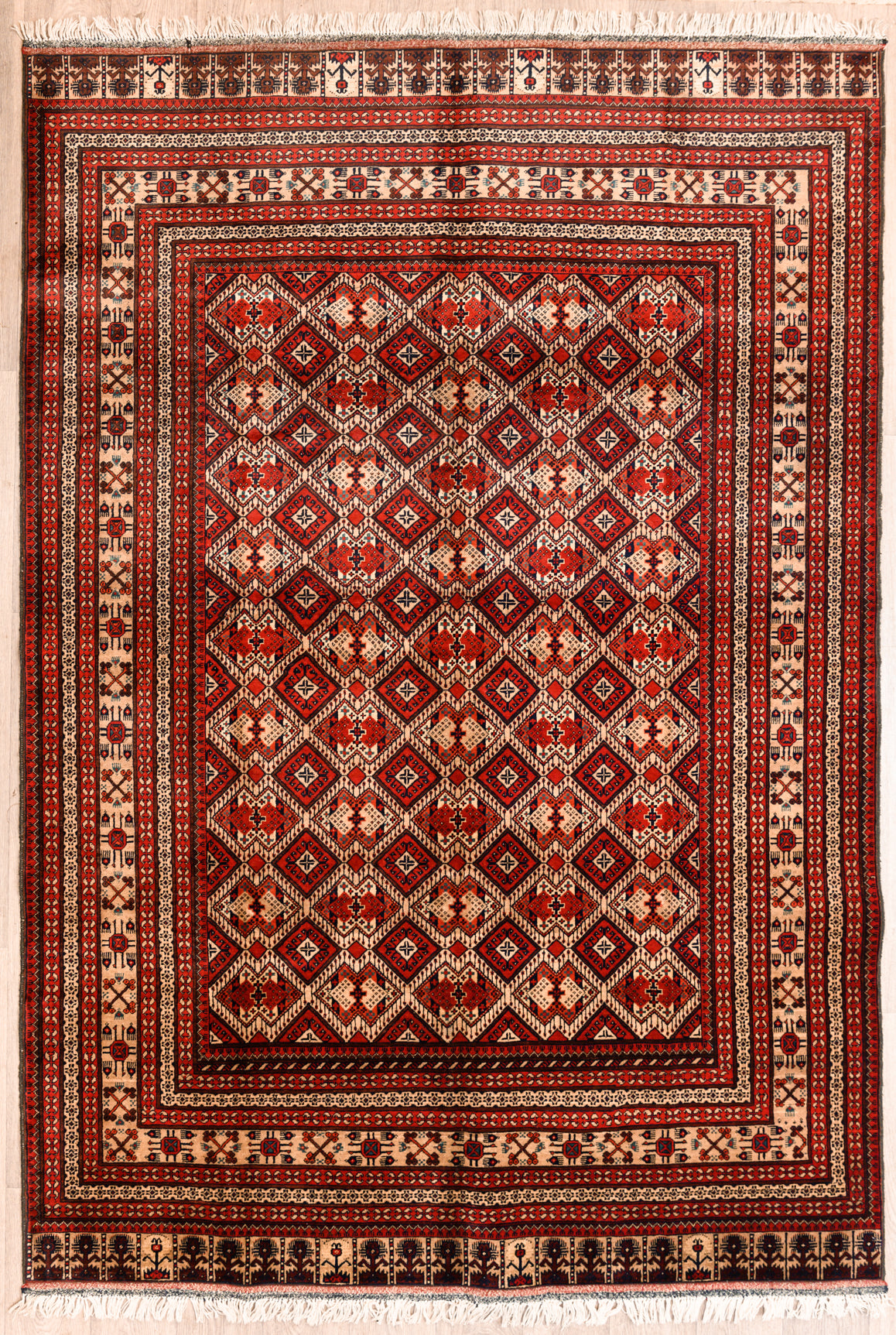 Red Fine Afghan Kundus Wool Rug 284cm x 196cm