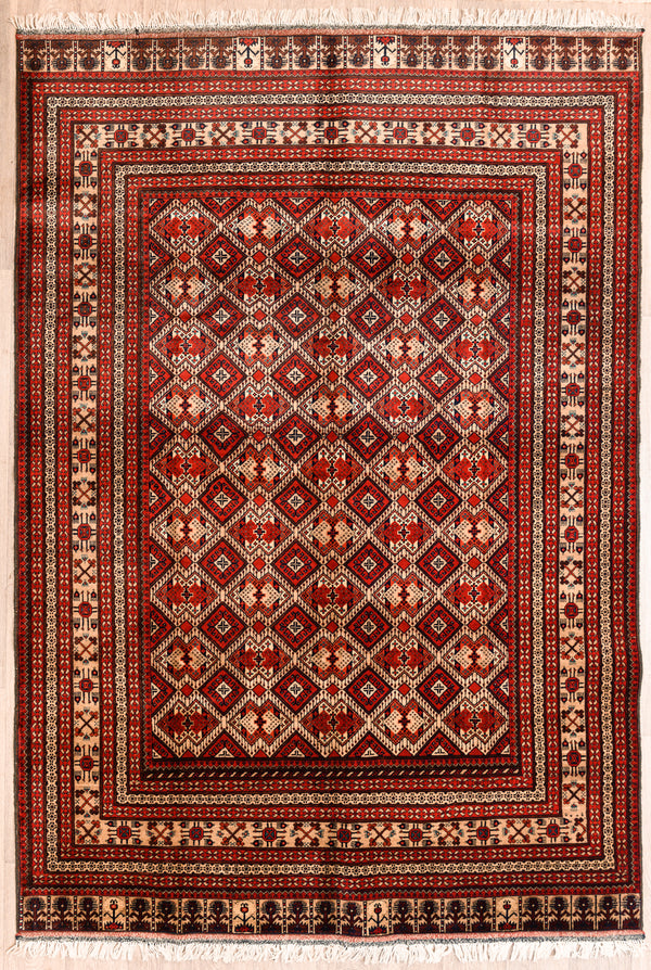 Red Fine Afghan Kundus Wool Rug 284cm x 196cm