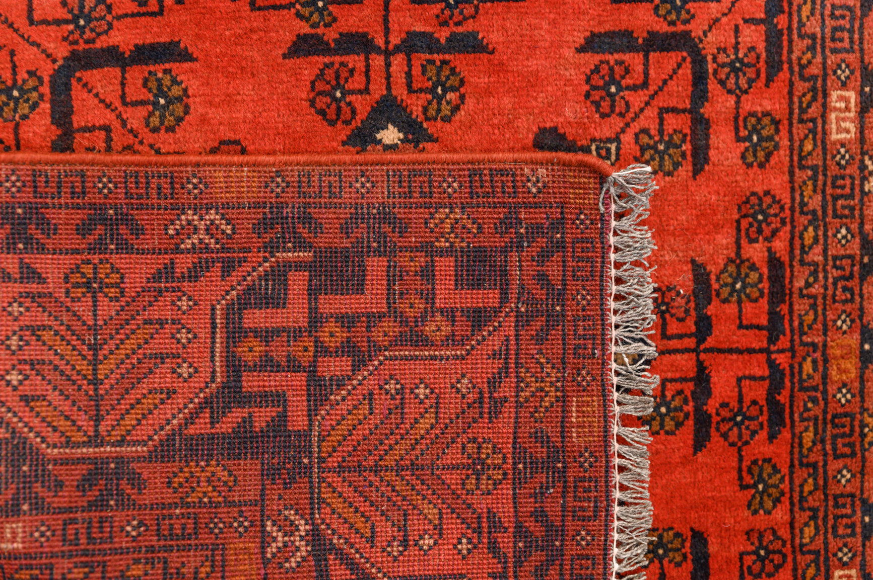 Red Afghan Khal Wool Rug 147cm x 99cm