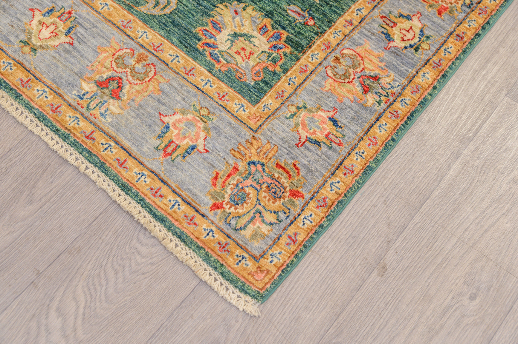 Green Afghan Chobi Rug 184cm x 121cm