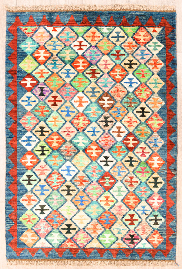 Multicolour Morrocan Oushak Wool Rug 148cm x 102cm