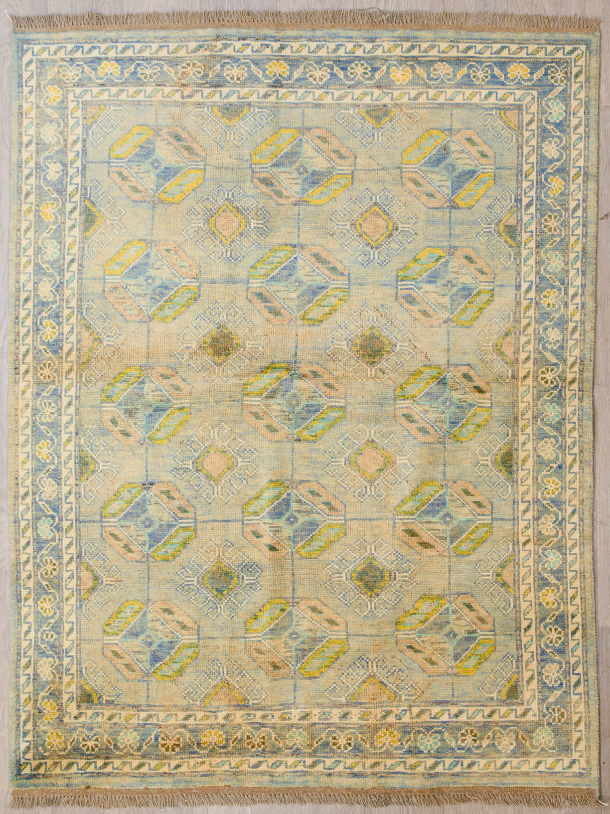 Light Green Morrocan Oushak Wool Rug 194cm x 151cm