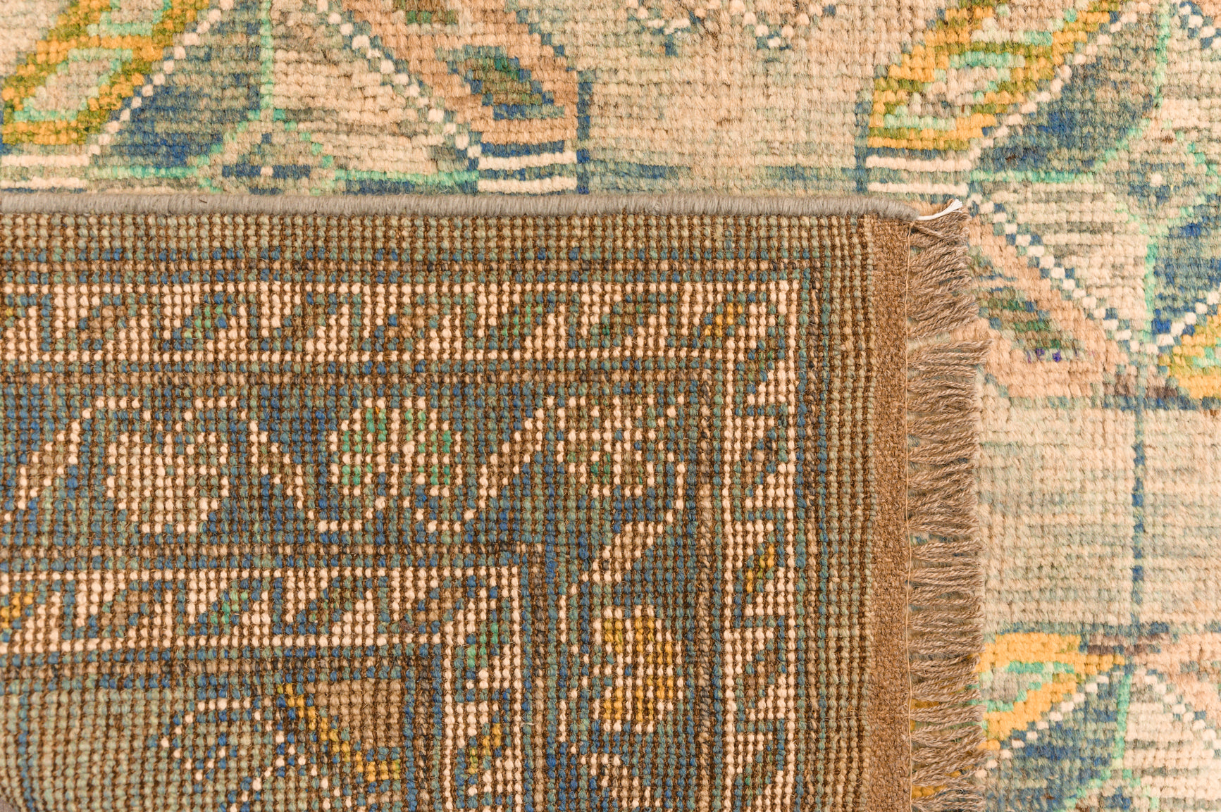 Light Green Morrocan Oushak Wool Rug 194cm x 151cm