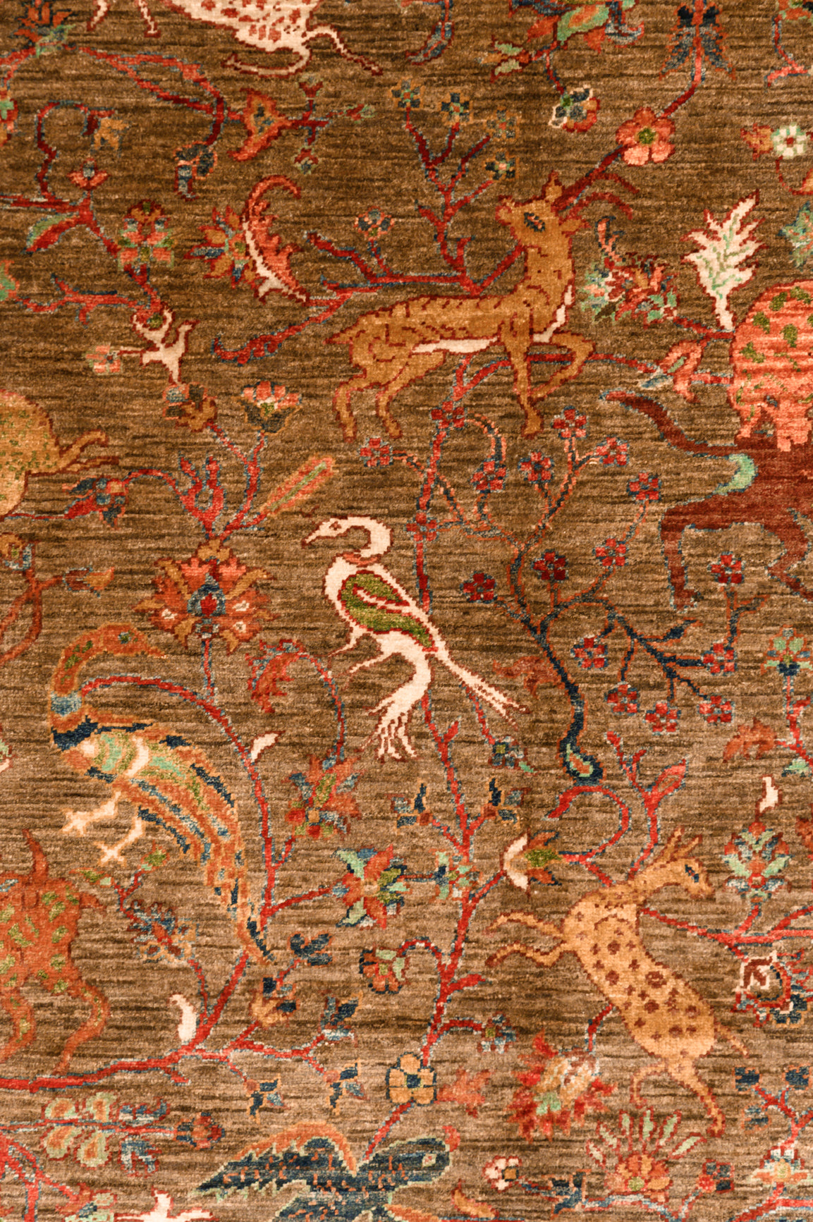 Taupe Pictorial Afghan Chobi Wool Rug 179cm x 124xm