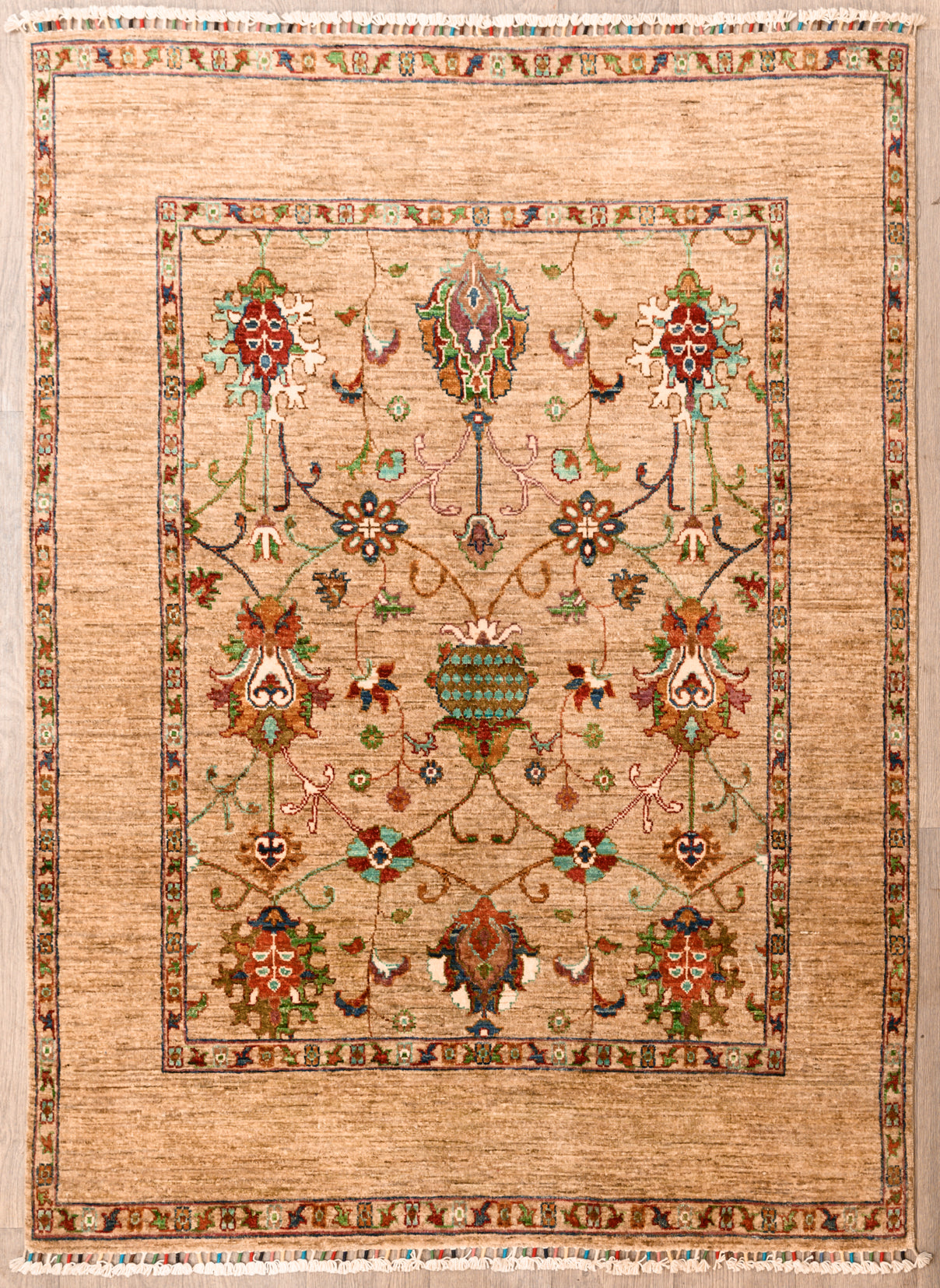 Taupe Afghan Chobi Wool Rug 199cm x 146cm