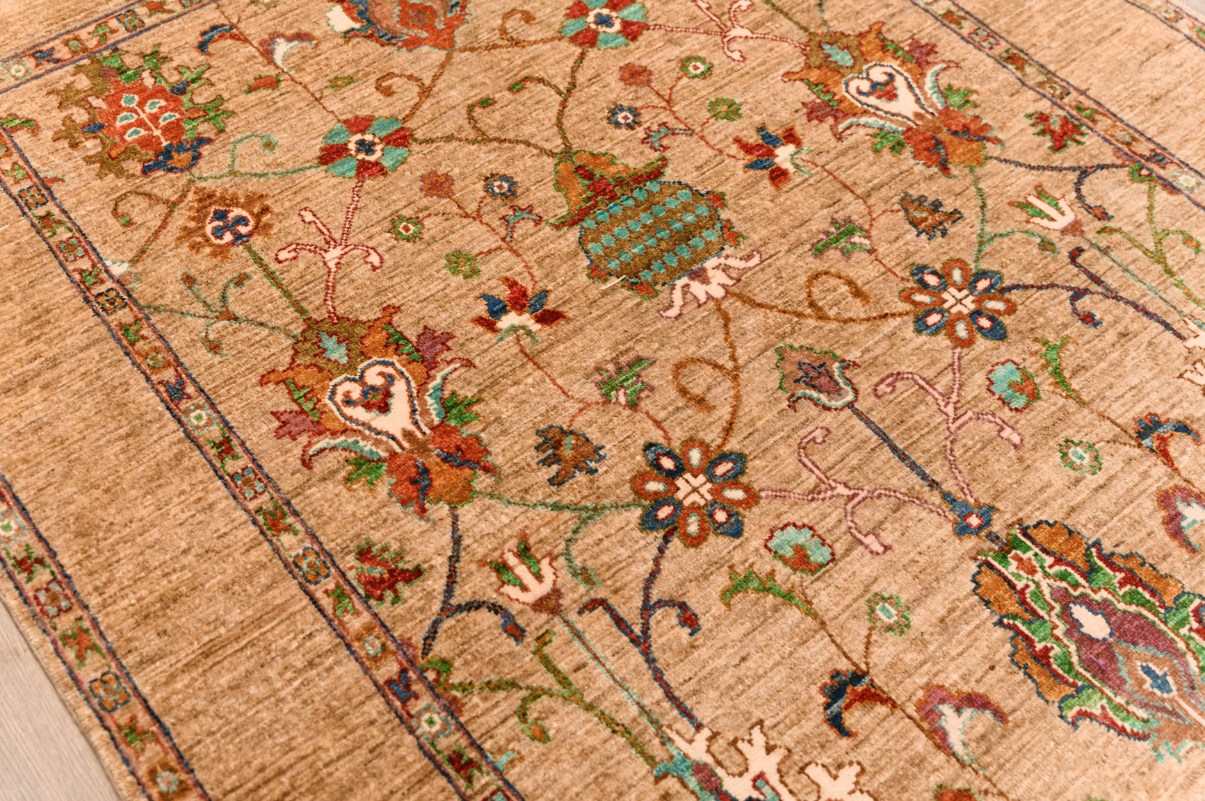 Taupe Afghan Chobi Wool Rug 199cm x 146cm
