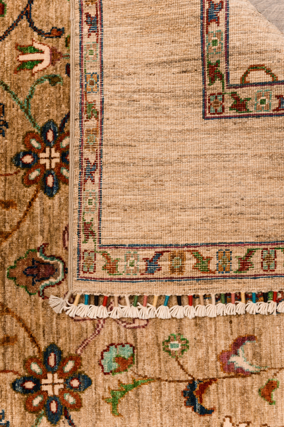 Taupe Afghan Chobi Wool Rug 199cm x 146cm