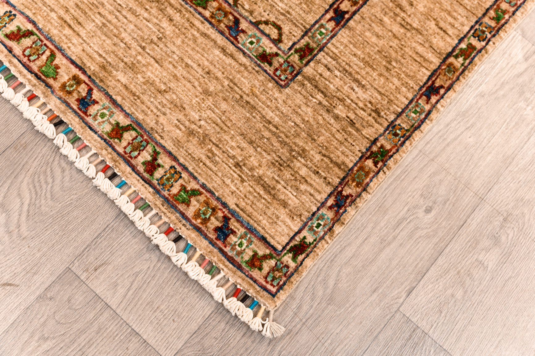 Taupe Afghan Chobi Wool Rug 199cm x 146cm