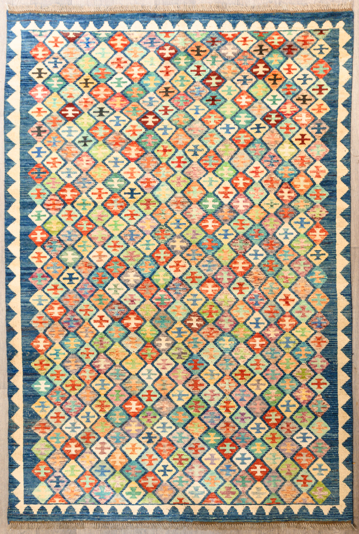 Multicolour Morrocan Oushak Wool Rug 247cm x 169cm