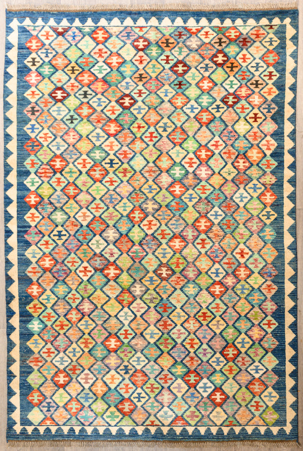 Multicolour Morrocan Oushak Wool Rug 247cm x 169cm