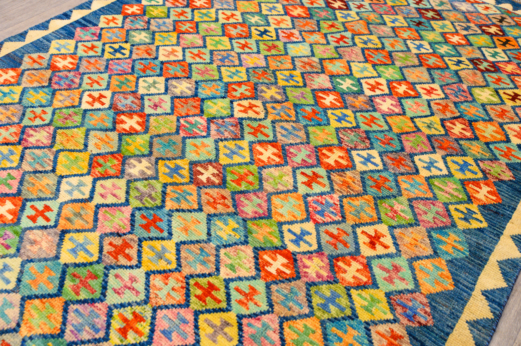 Multicolour Morrocan Oushak Wool Rug 247cm x 169cm