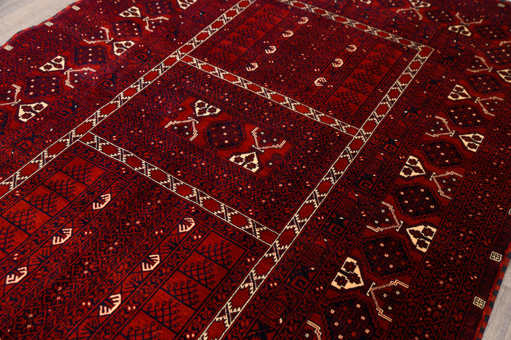 Red Fine Afghan Mazari Wool Rug  242cm x 159cm