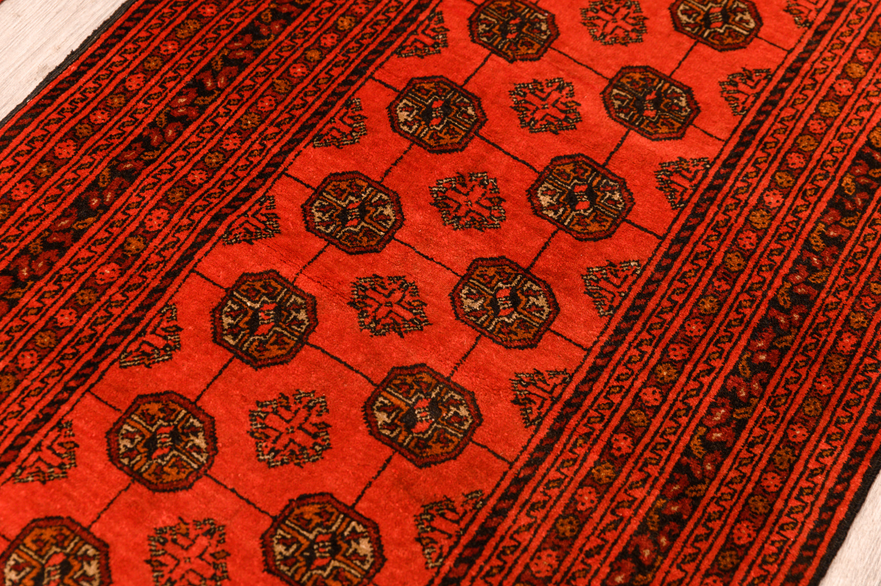 Red c.1960's Afghan Turkoman Wool Runner 388cm x 82cm
