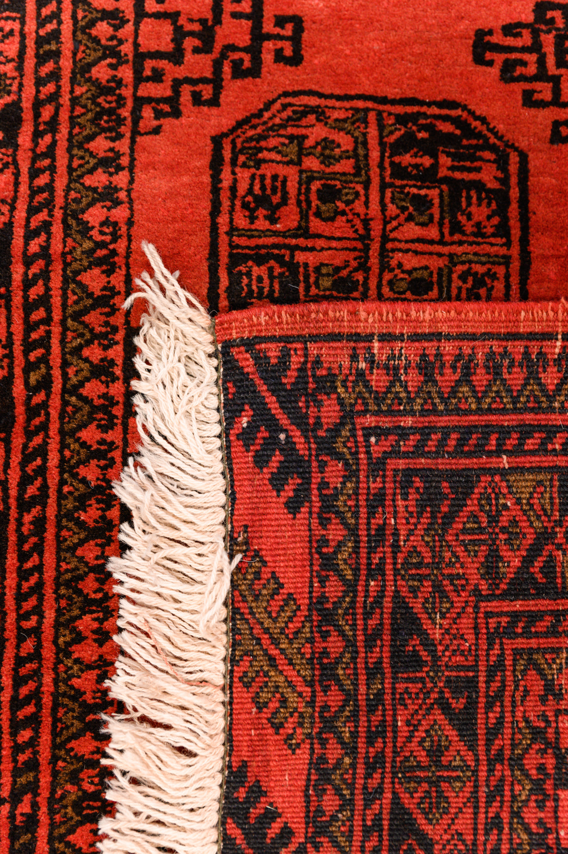 Light Red c.1950's Afghan Turkoman Wool Runner 258cm x 85cm