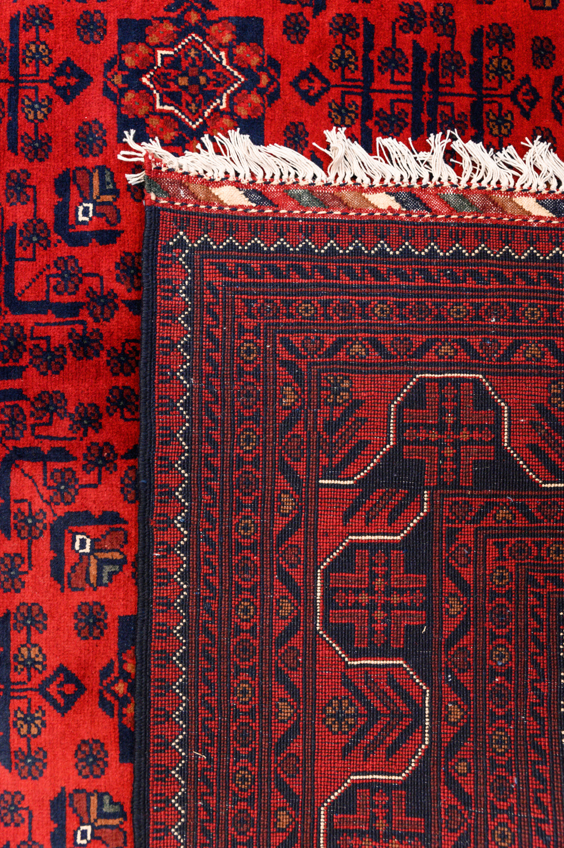 Red Fine Afghan Khamyab Wool Rug 241cm x 168cm