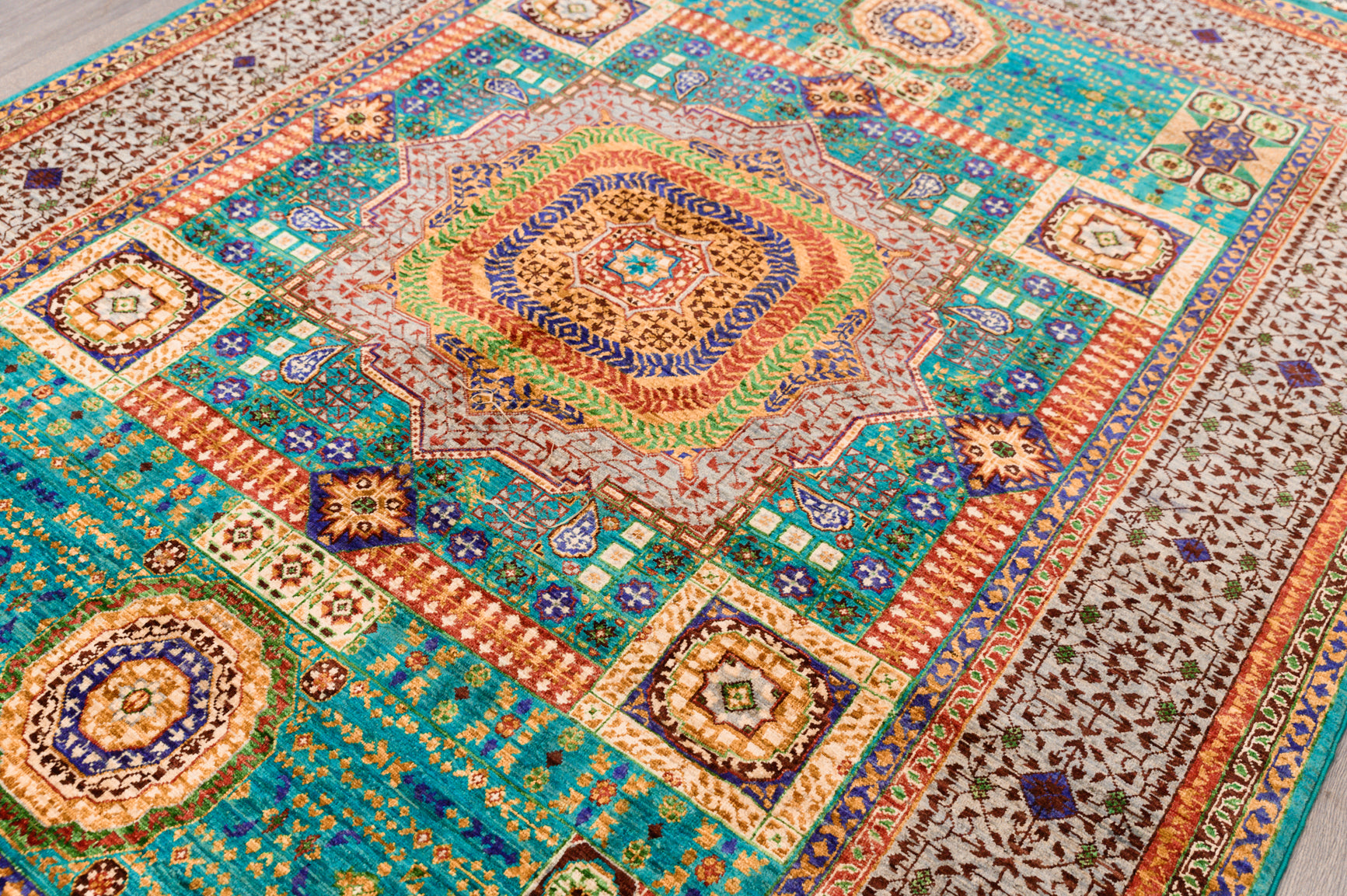 Turquoise Fine Mamluk Chobi 241cm x 175cm
