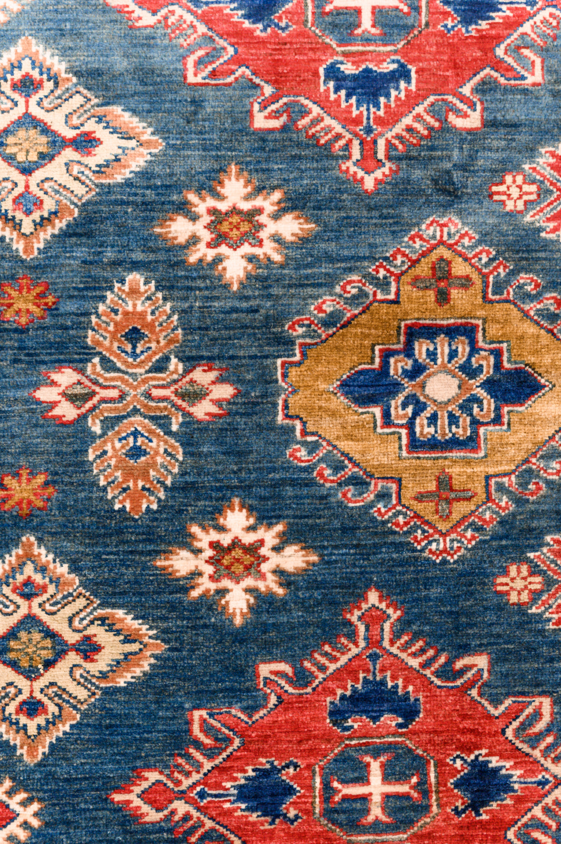 Blue Fine Super Kazak Wool Rug 298cm x 253cm