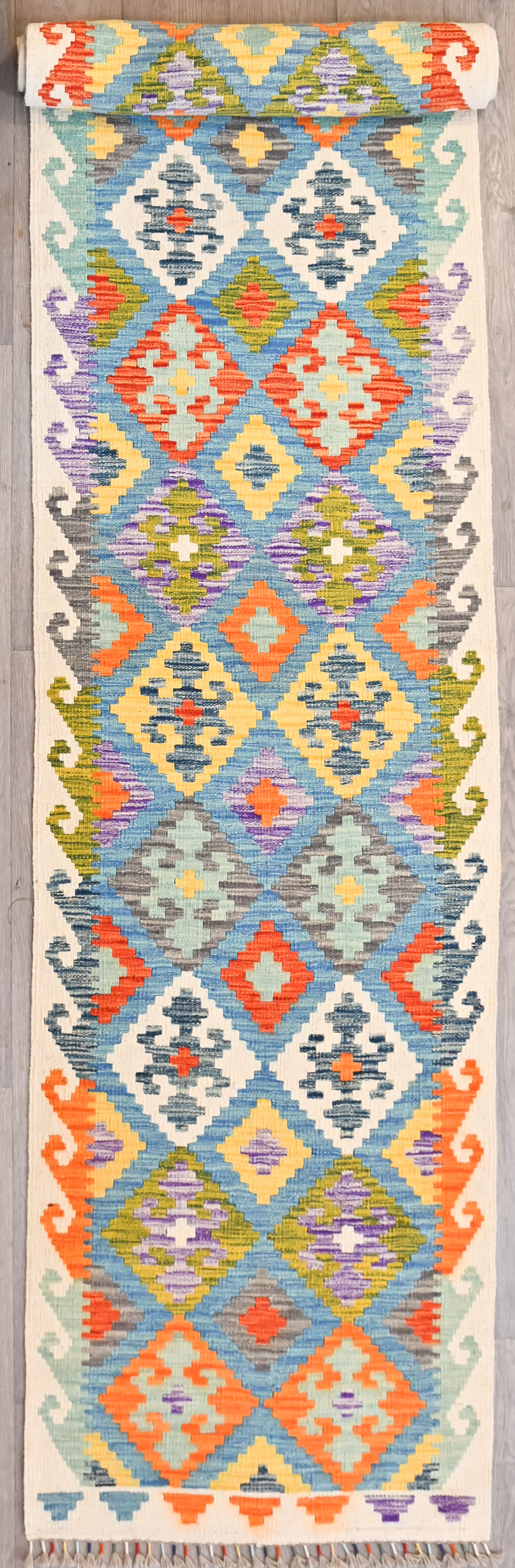 XL Multicolour Afghan Boho Kilim Wool Runner 503cm x 82cm