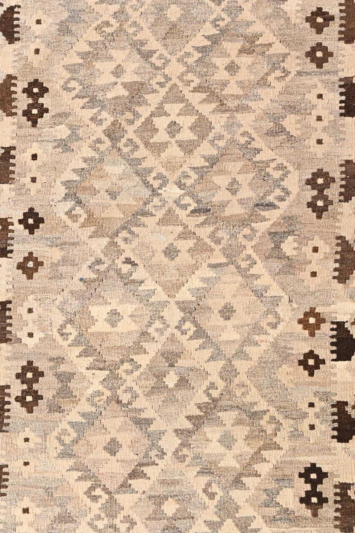 Grey Afghan Kilim Wool Runner 295cm x 79cm