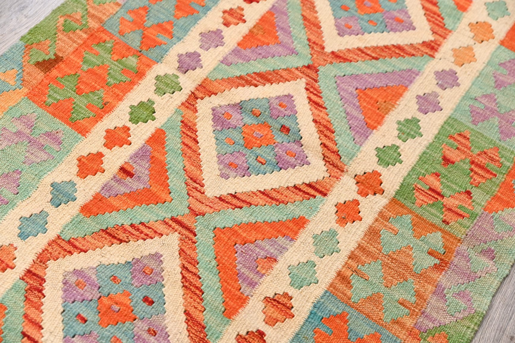 Multicolour Boho Kilim Wool Runner 300cm x 81cm
