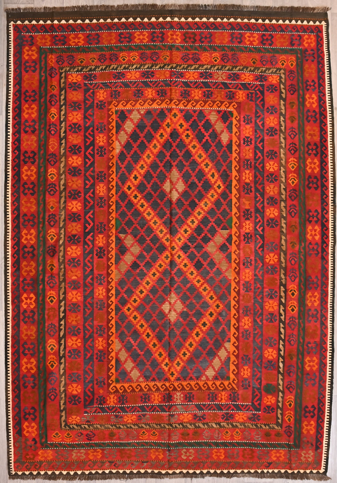 Red Vintage c.1970's Persian Kilim 321cm x 219cm