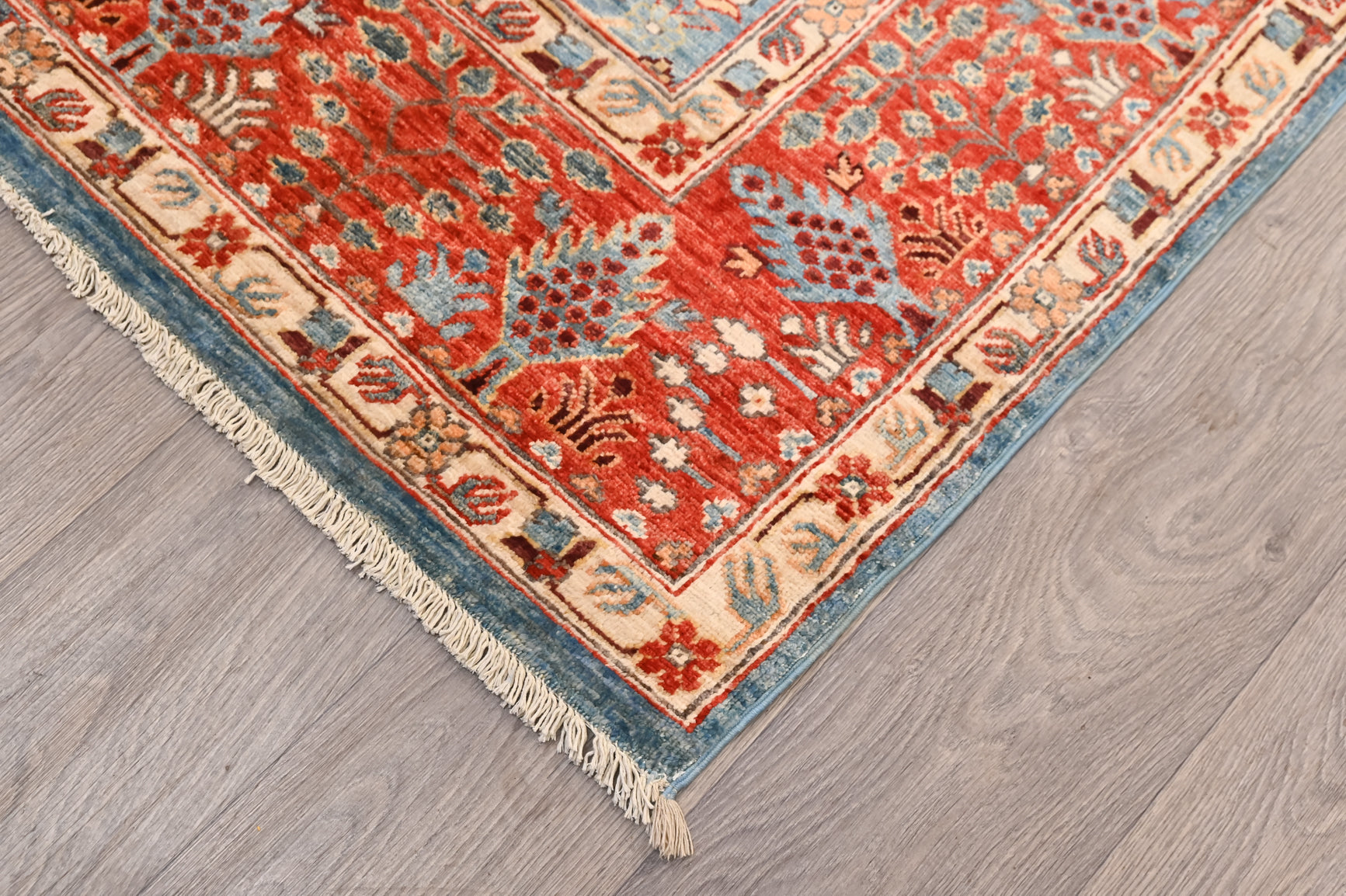 Fine Blue Afghan Chobi Wool Rug 291cm x 241cm