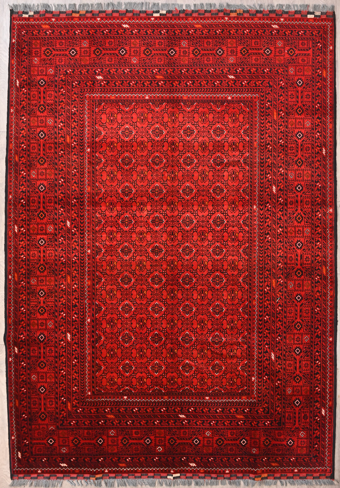 Fine Vintage Red Afghan Kundus Bashiri Wool Rug 284cm x 199cm
