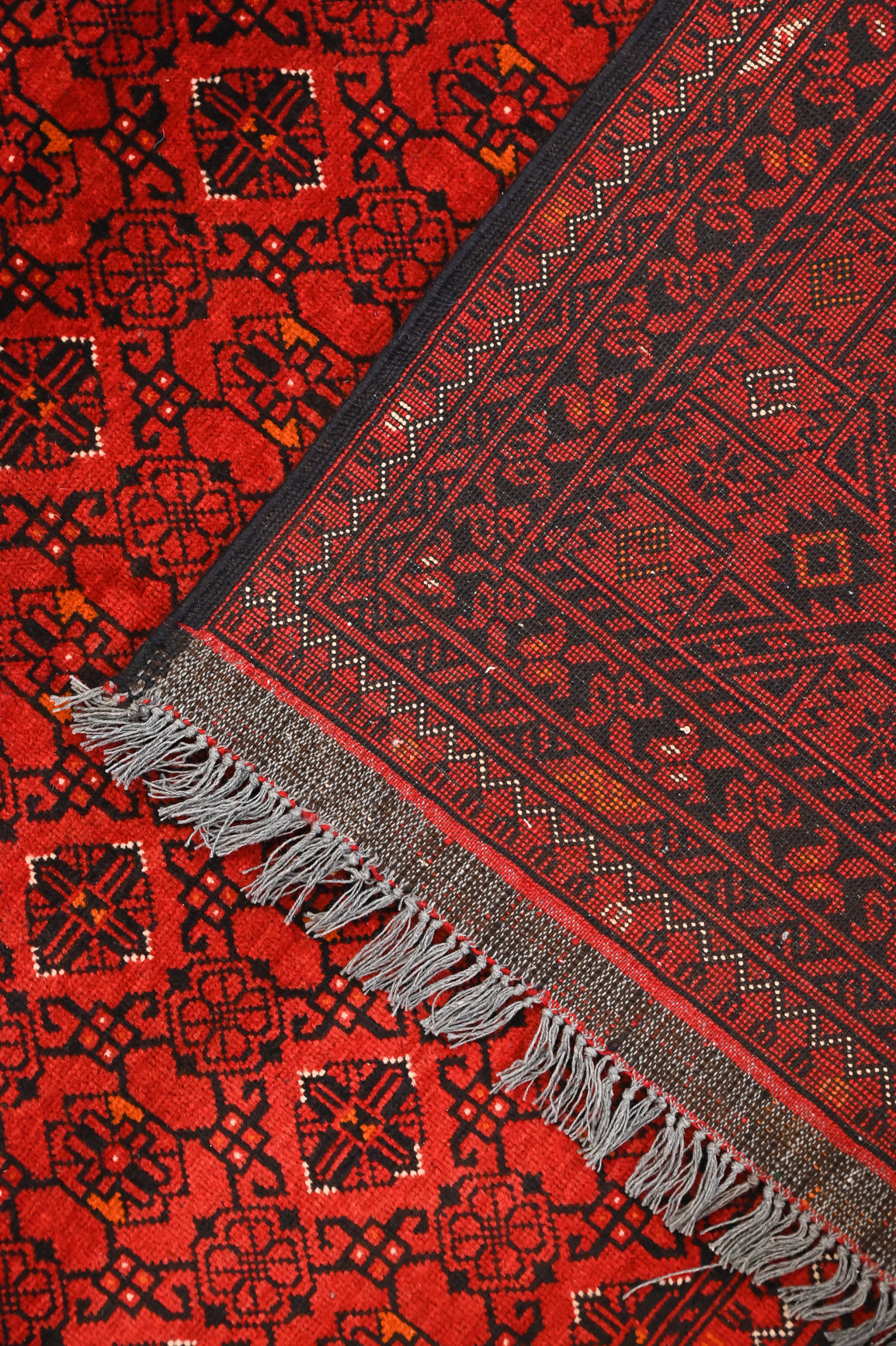 Fine Vintage Red Afghan Kundus Bashiri Wool Rug 284cm x 199cm