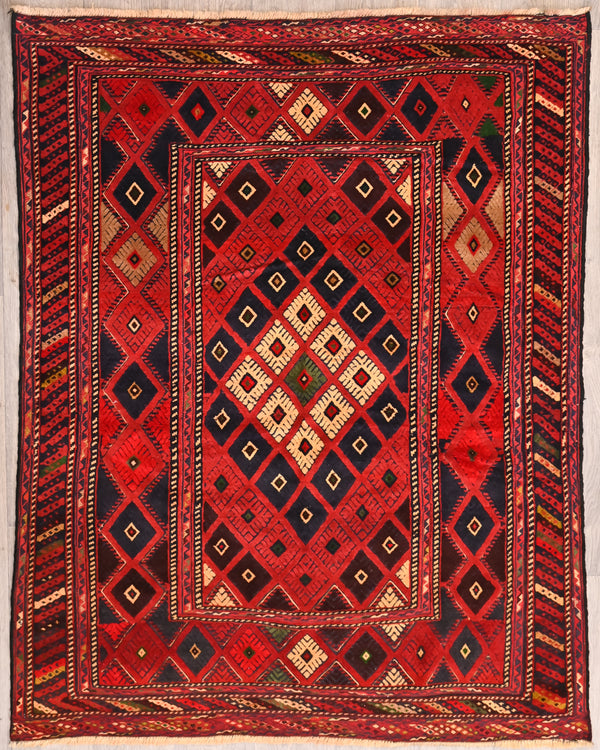 Red Persian Sumak Kilim Wool Rug 178cm x 134cm