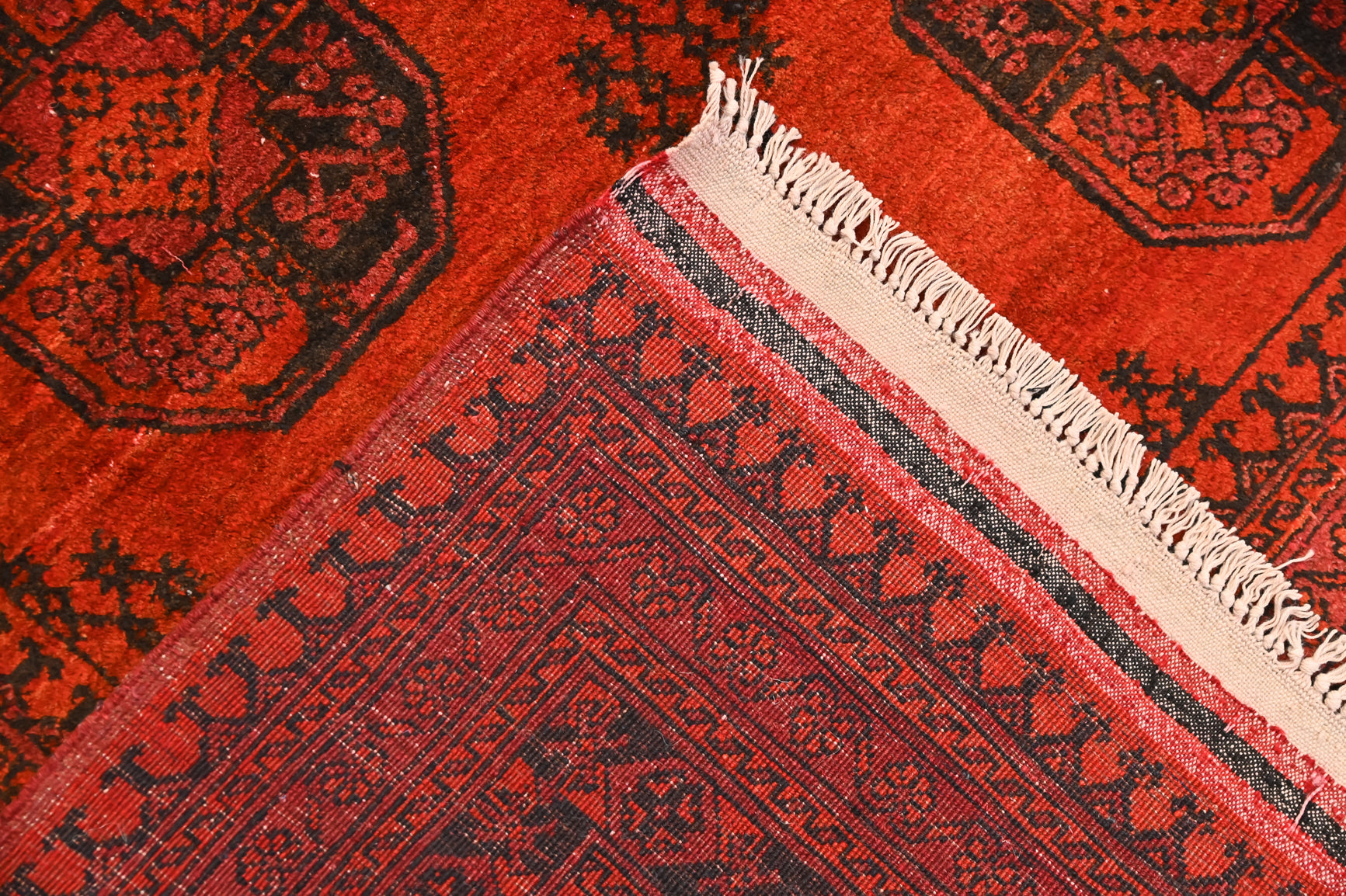 Vintage Afghan Turkoman Wool Rug 282cm x 205cm