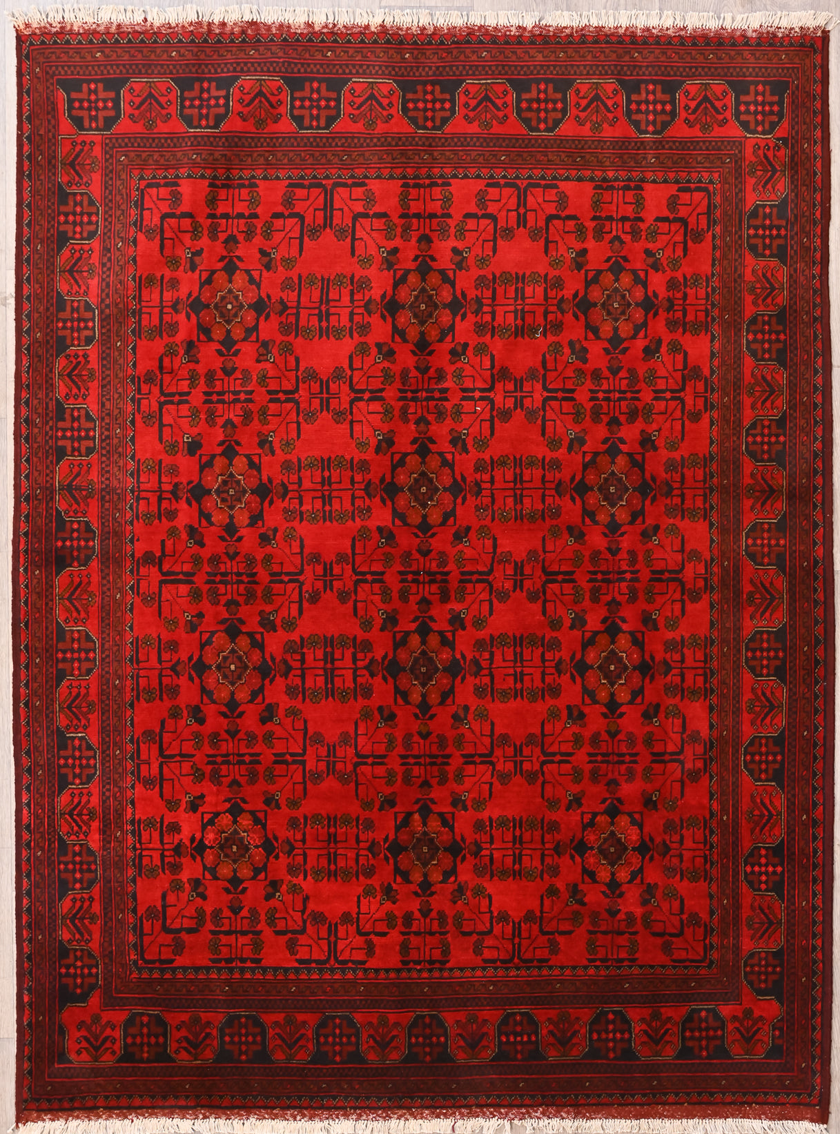 Red Afghan Khal Wool Rug 235 x 172cm