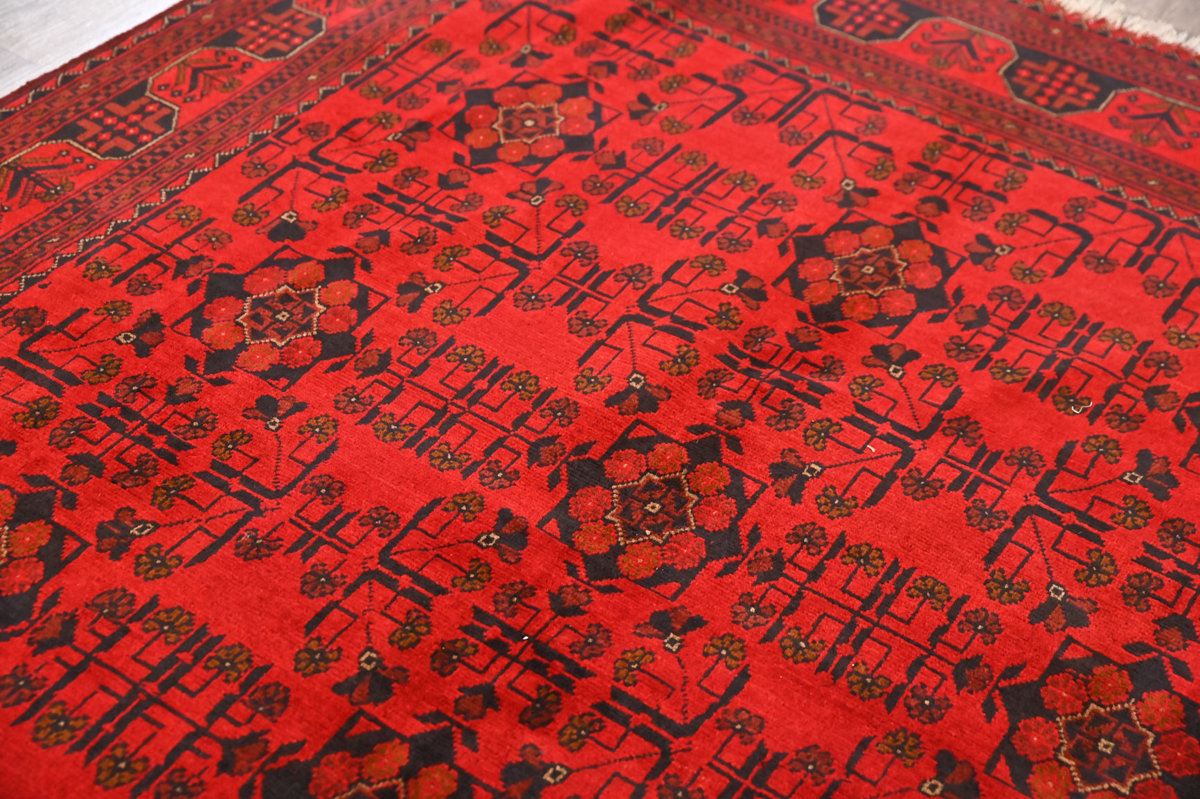 Red Afghan Khal Wool Rug 235 x 172cm