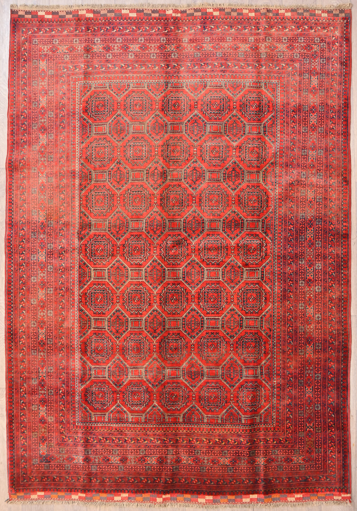 Vintage Afghan Waziri Kundus Wool Rug 287cm x 205cm