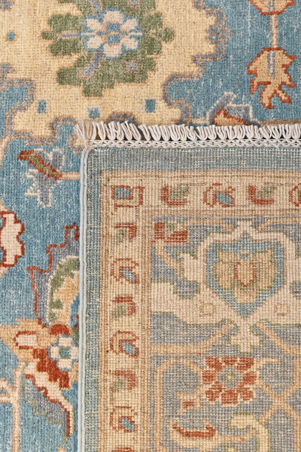 Light Blue Afghan Chobi Wool Rug 291cm x 197cm