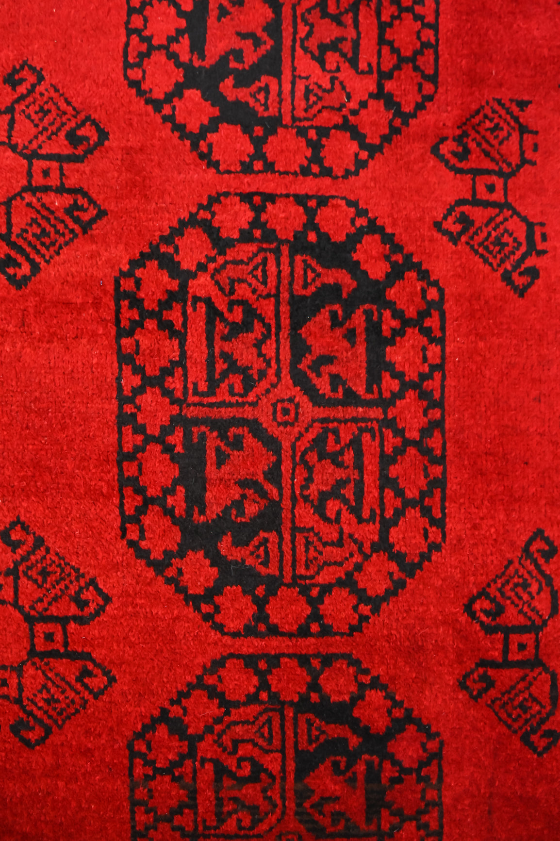 Red Afghan Turkoman Bokhara Wool Rug 291cm x 189cm