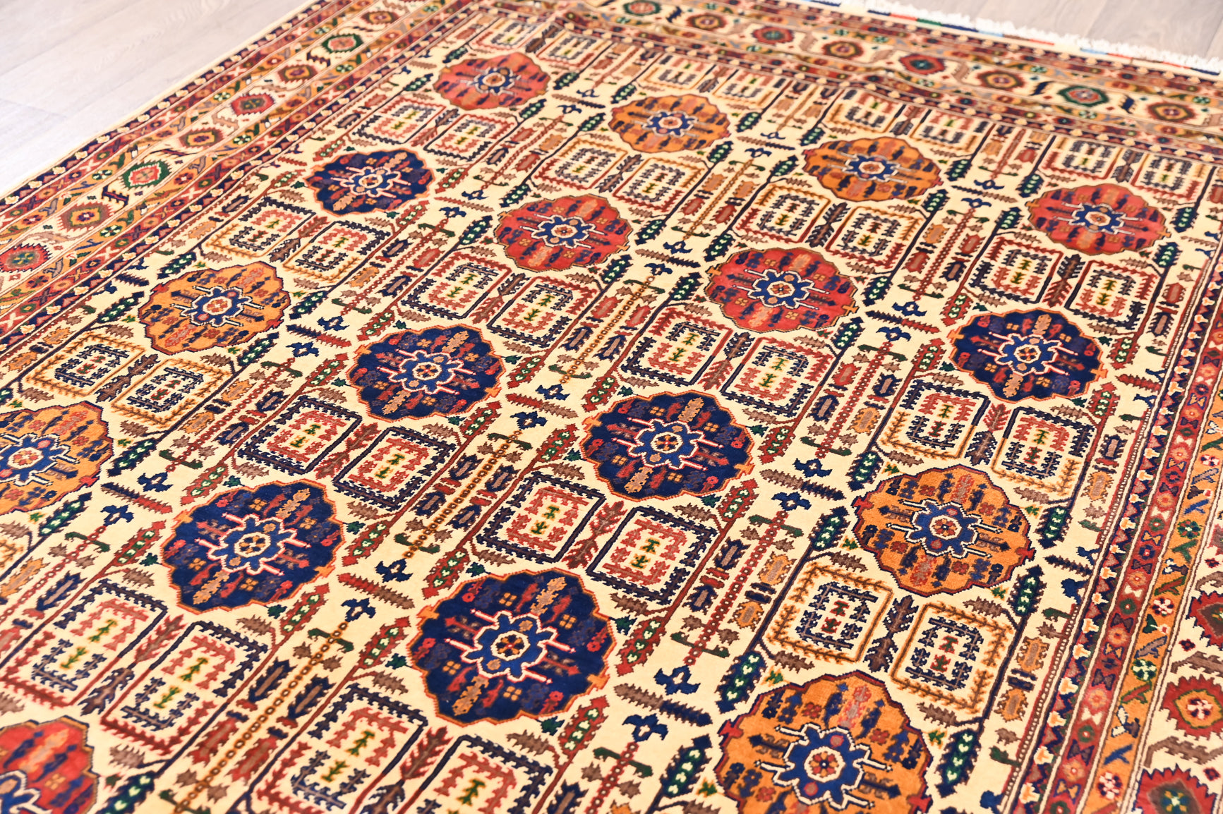 Cream Fine Afghan Merinos Wool Rug 303cm x 191cm