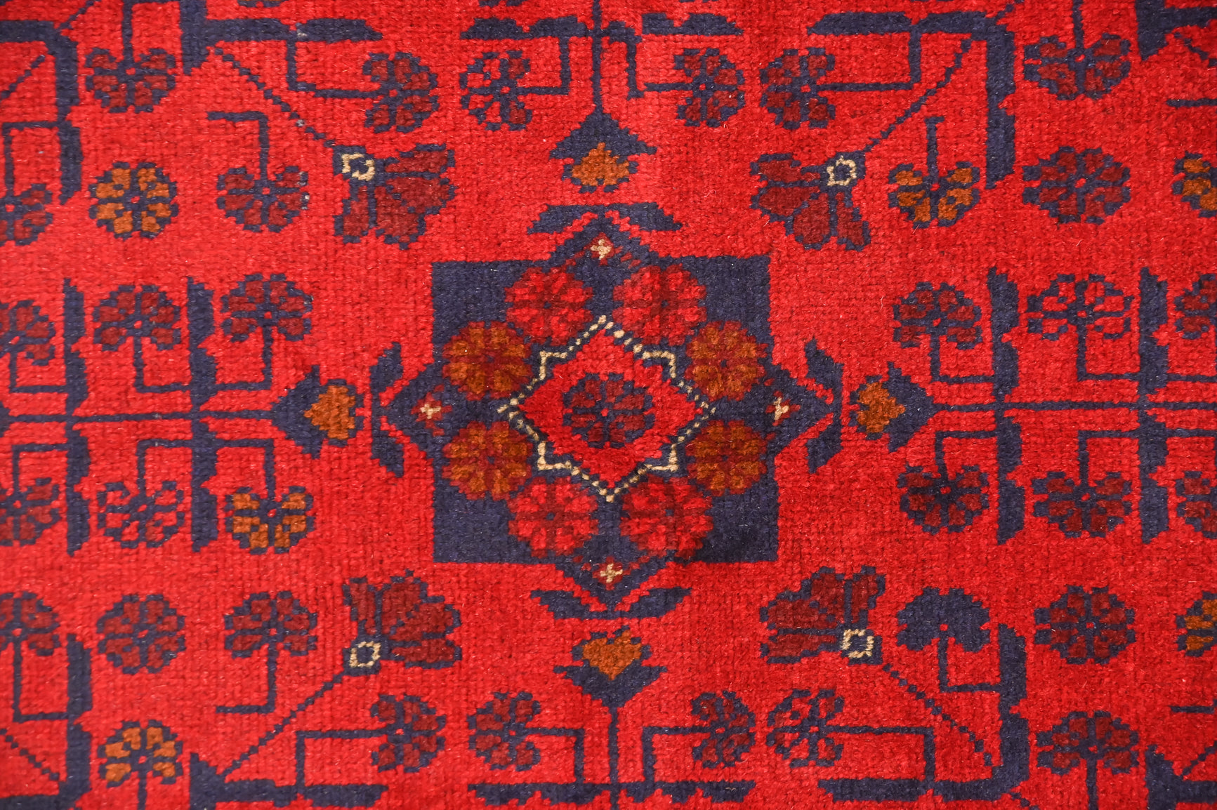 Red Afghan Khal Wool Rug 195cm x 146cm