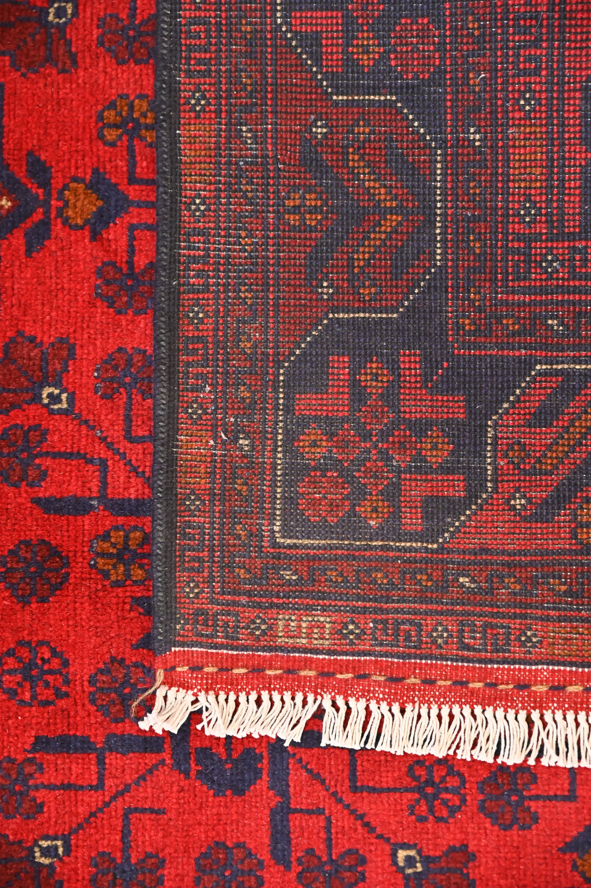 Red Afghan Khal Wool Rug 195cm x 146cm