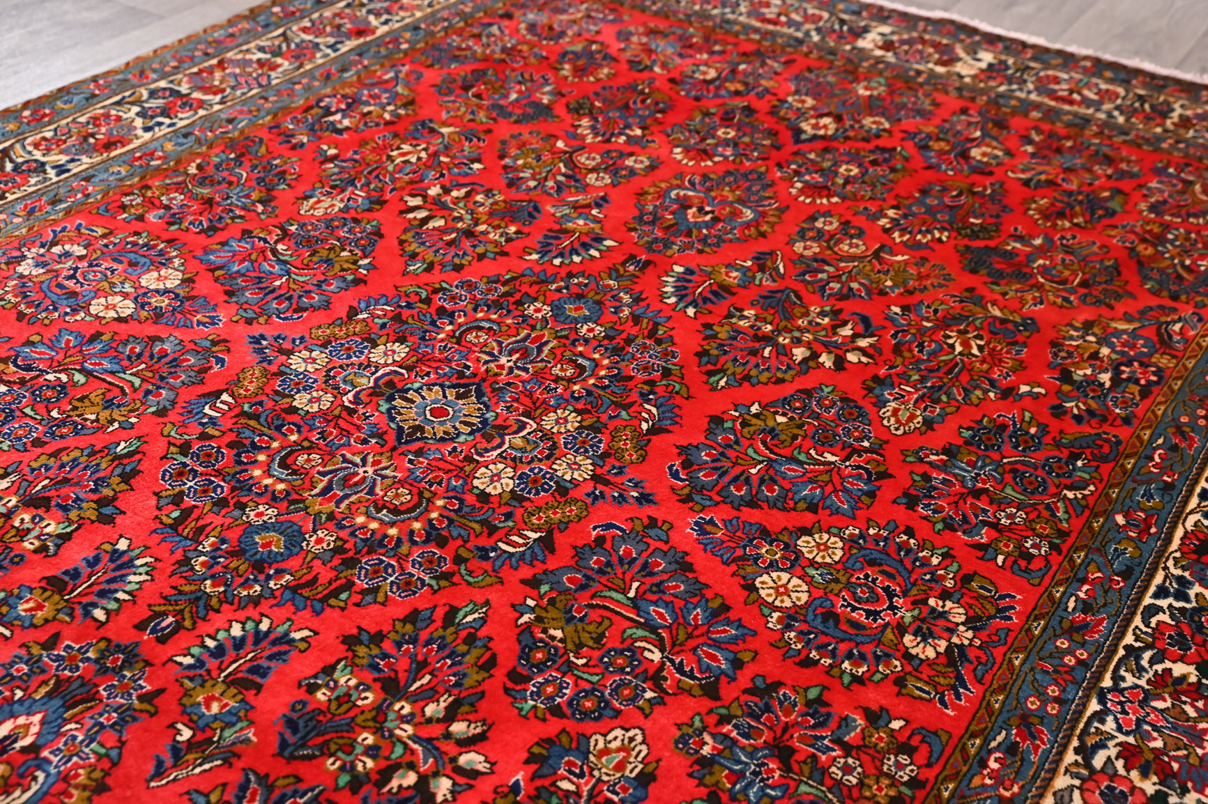 Pink Red Lilian Wool Rug 298cm x 188cm