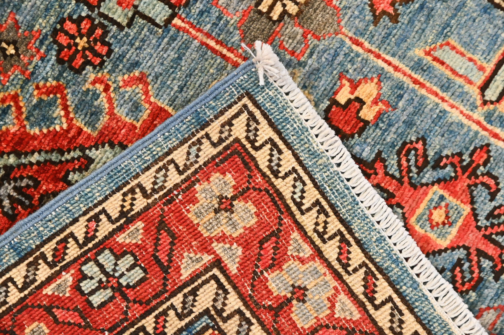 Blue Afghan Ariana Chobi Wool Rug 126cm x 85cm