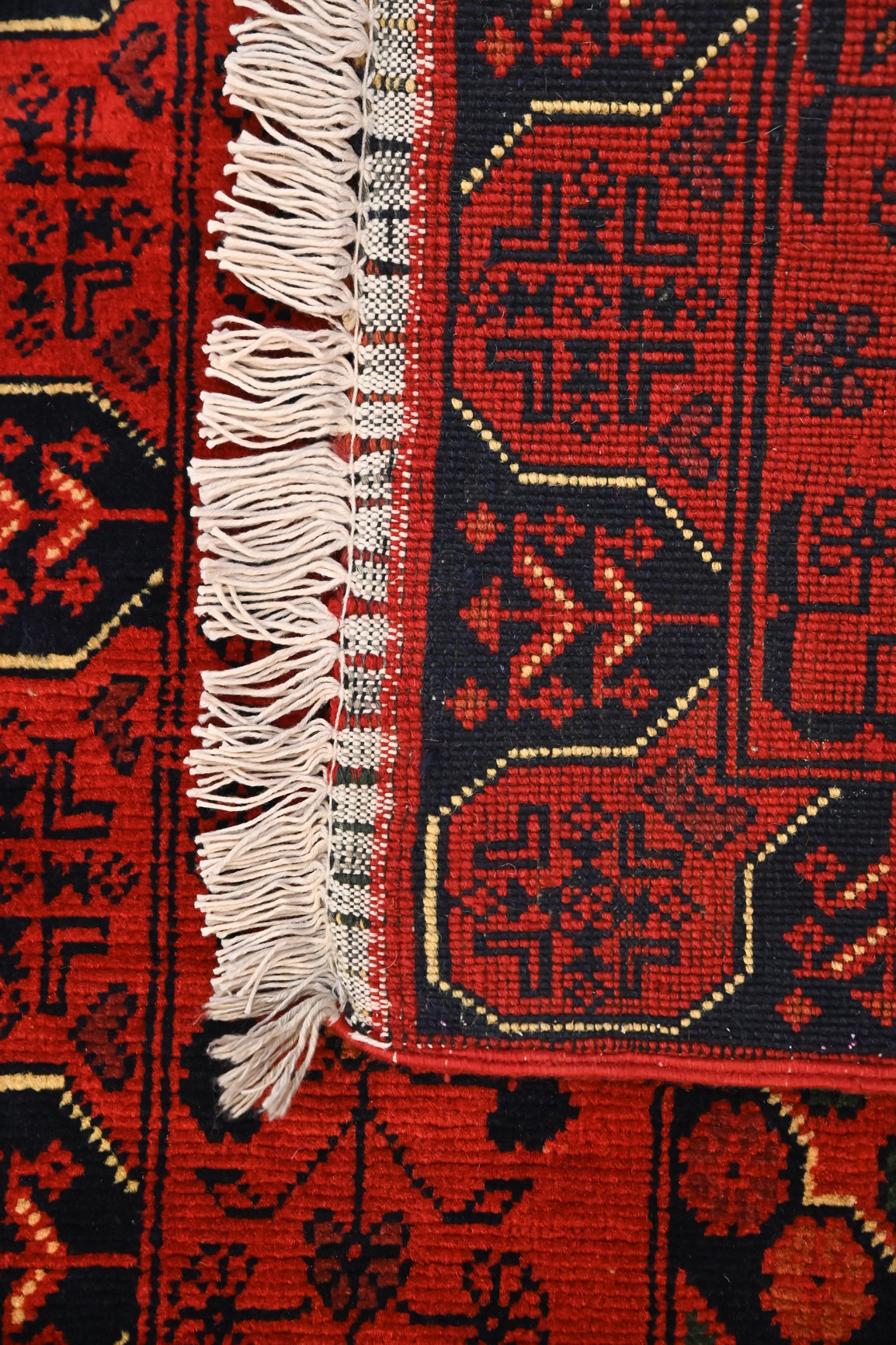 Red Afghan Khamyab Wool Runner 193cm x 58cm