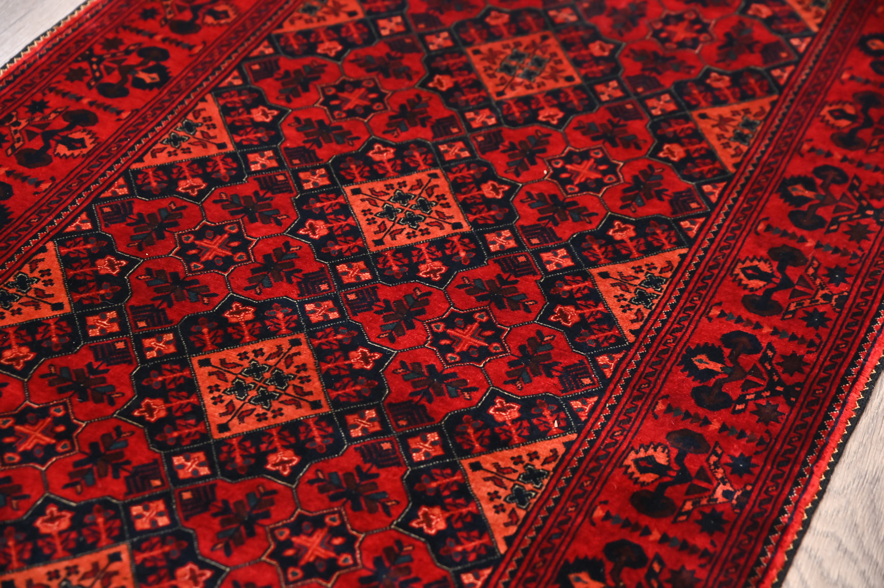 Red Fine Afghan Beljick Wool Runner 283cm x 86cm