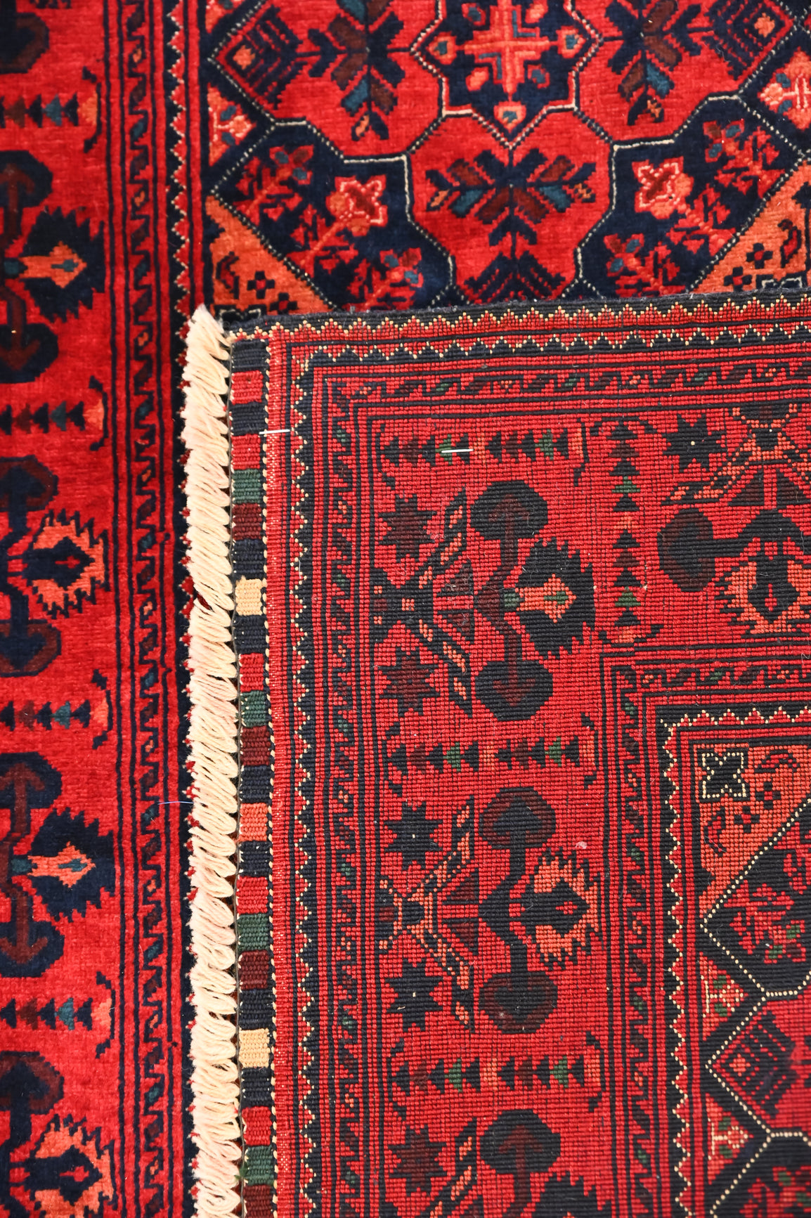 Red Fine Afghan Beljick Wool Runner 283cm x 86cm