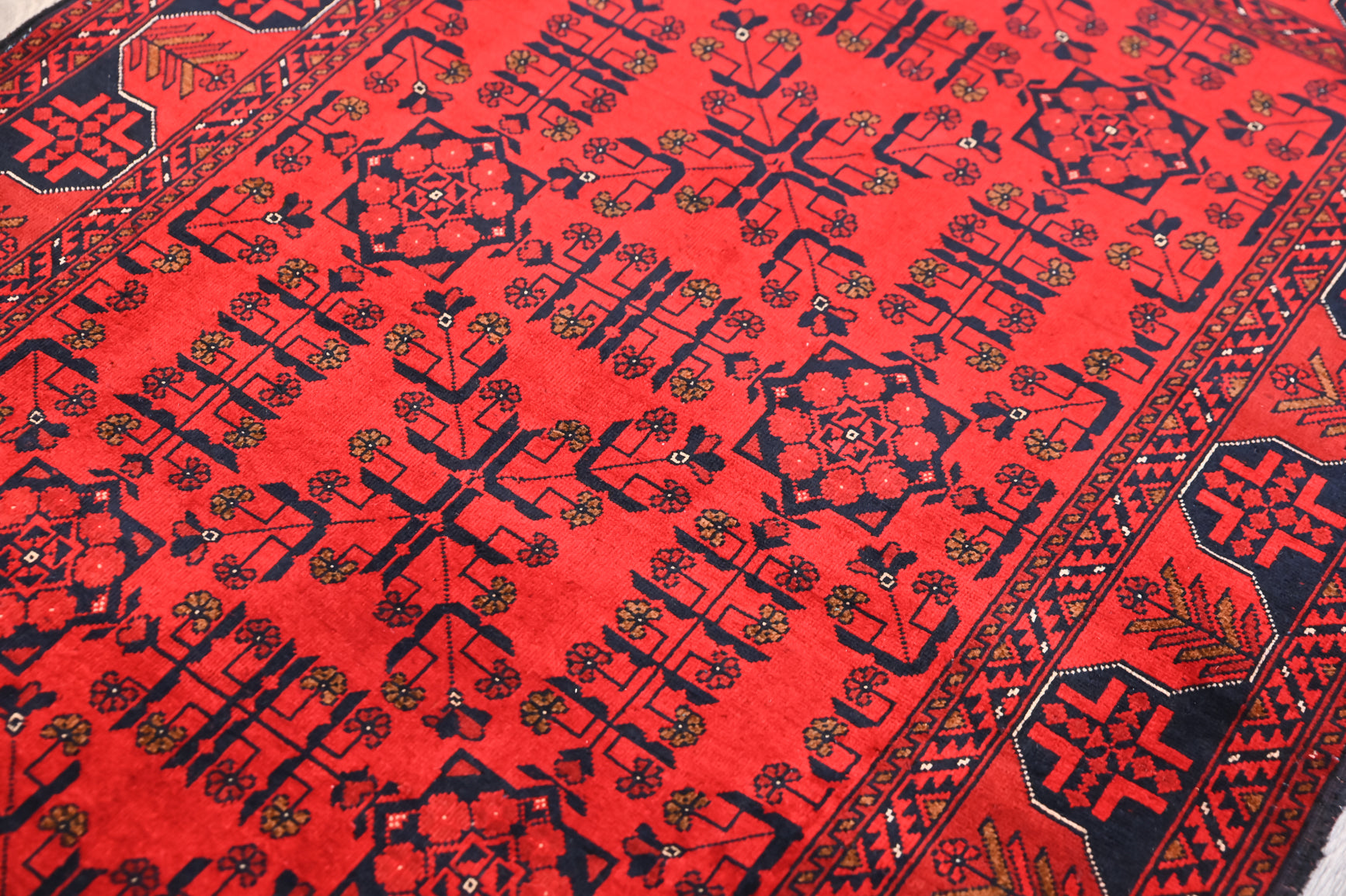 Red Fine Afghan Beljick Wool Rug 142cm x  100cm