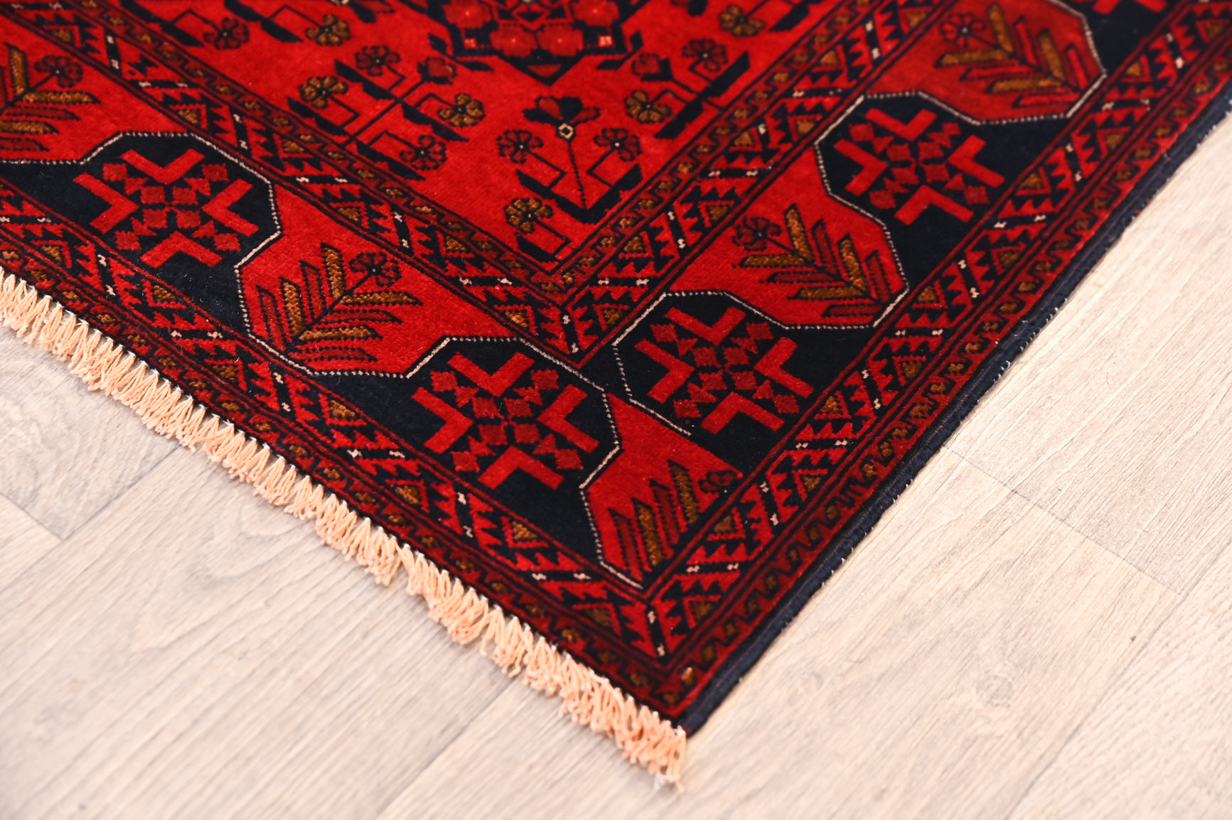 Red Fine Afghan Beljick Wool Rug 142cm x  100cm