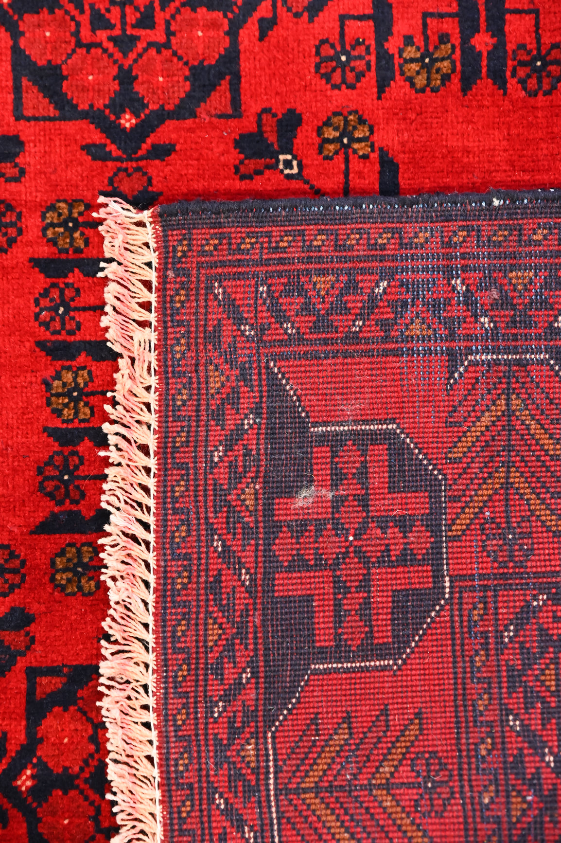 Red Fine Afghan Beljick Wool Rug 142cm x  100cm